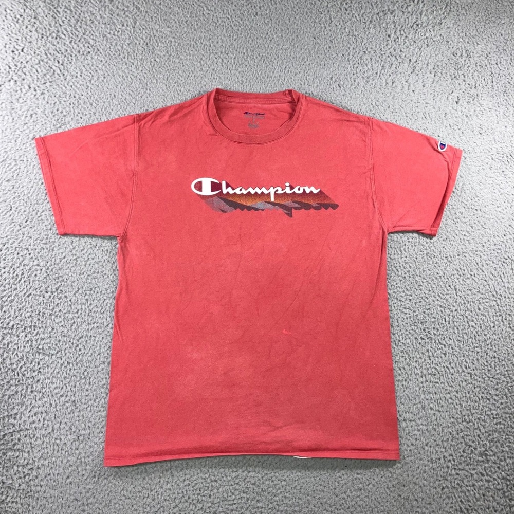 Champion Graphic T-Shirt M Red Mountain Logo Retro Faded Street Outdoor Gorpcore - Picture 1 of 12